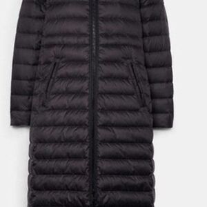 NWT LONG down Coach Black Puffer Jacket Large -hoodie